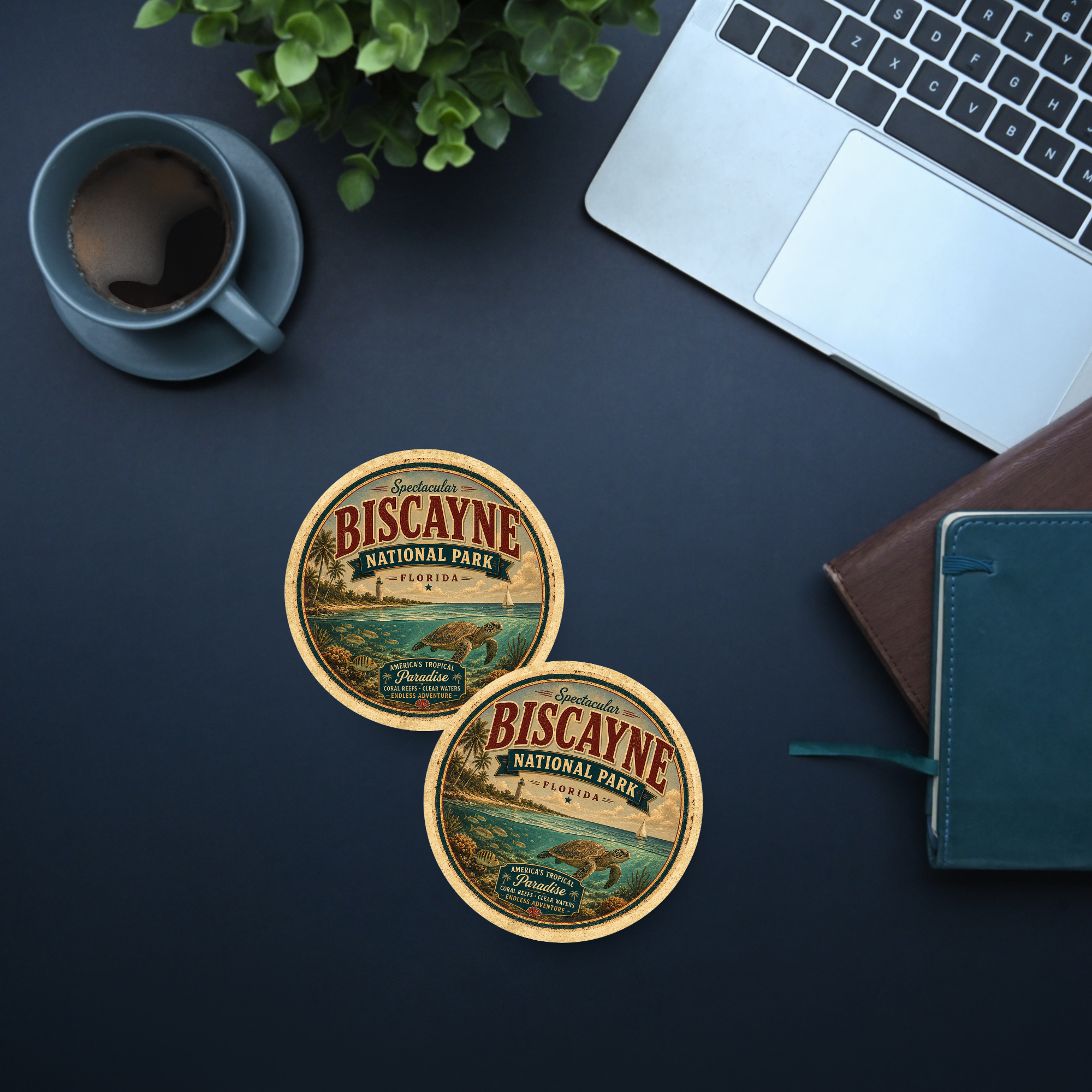Biscayne National Park Ceramic Coaster – 4" Round