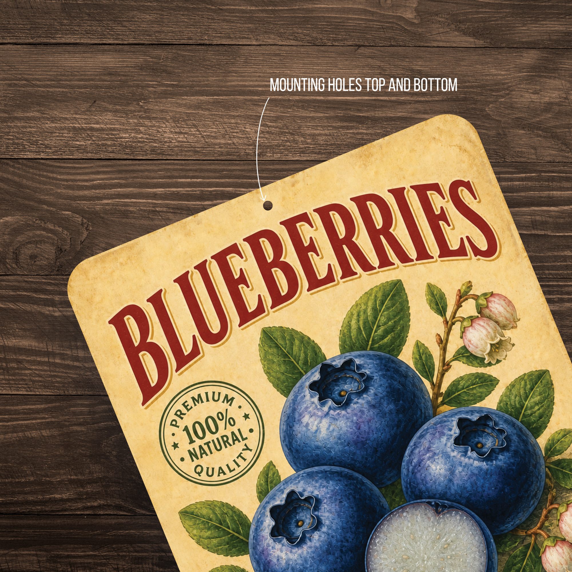 Vintage Blueberries Farm Fresh Aluminum Sign