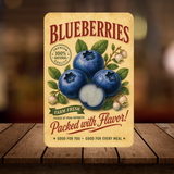 Vintage Blueberries Farm Fresh Aluminum Sign