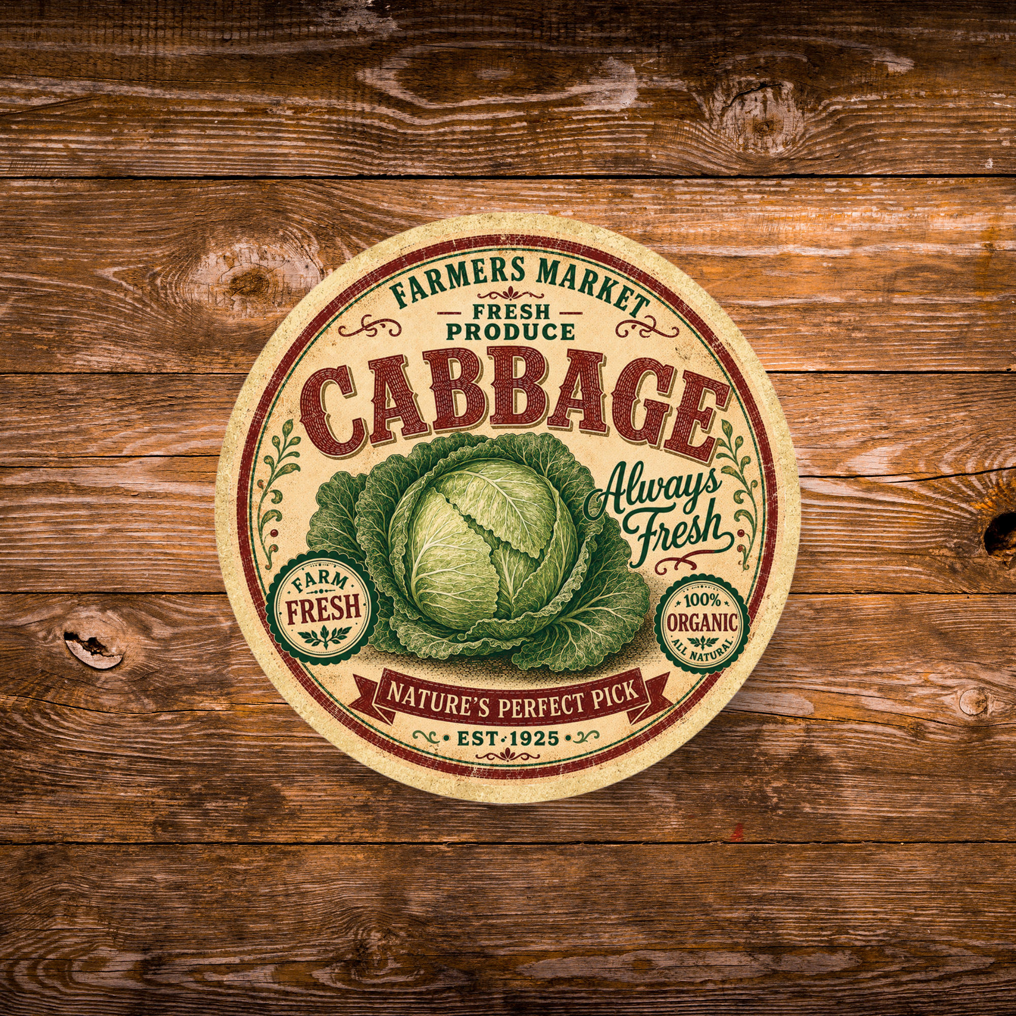 Vintage Cabbage Refrigerator Magnet