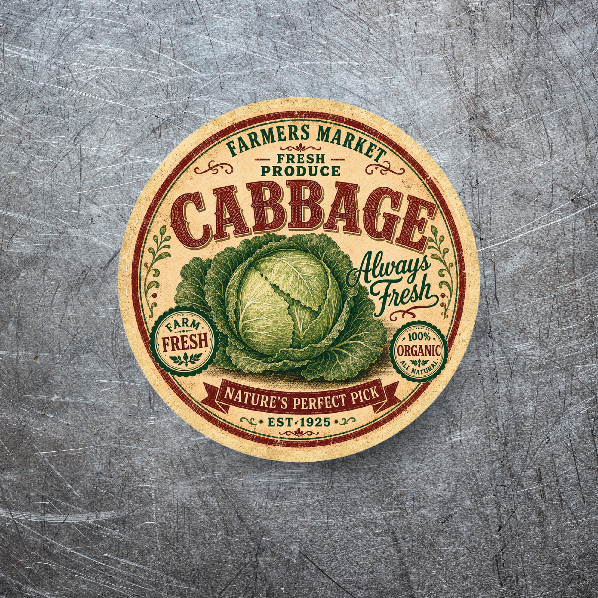 Vintage Cabbage Refrigerator Magnet
