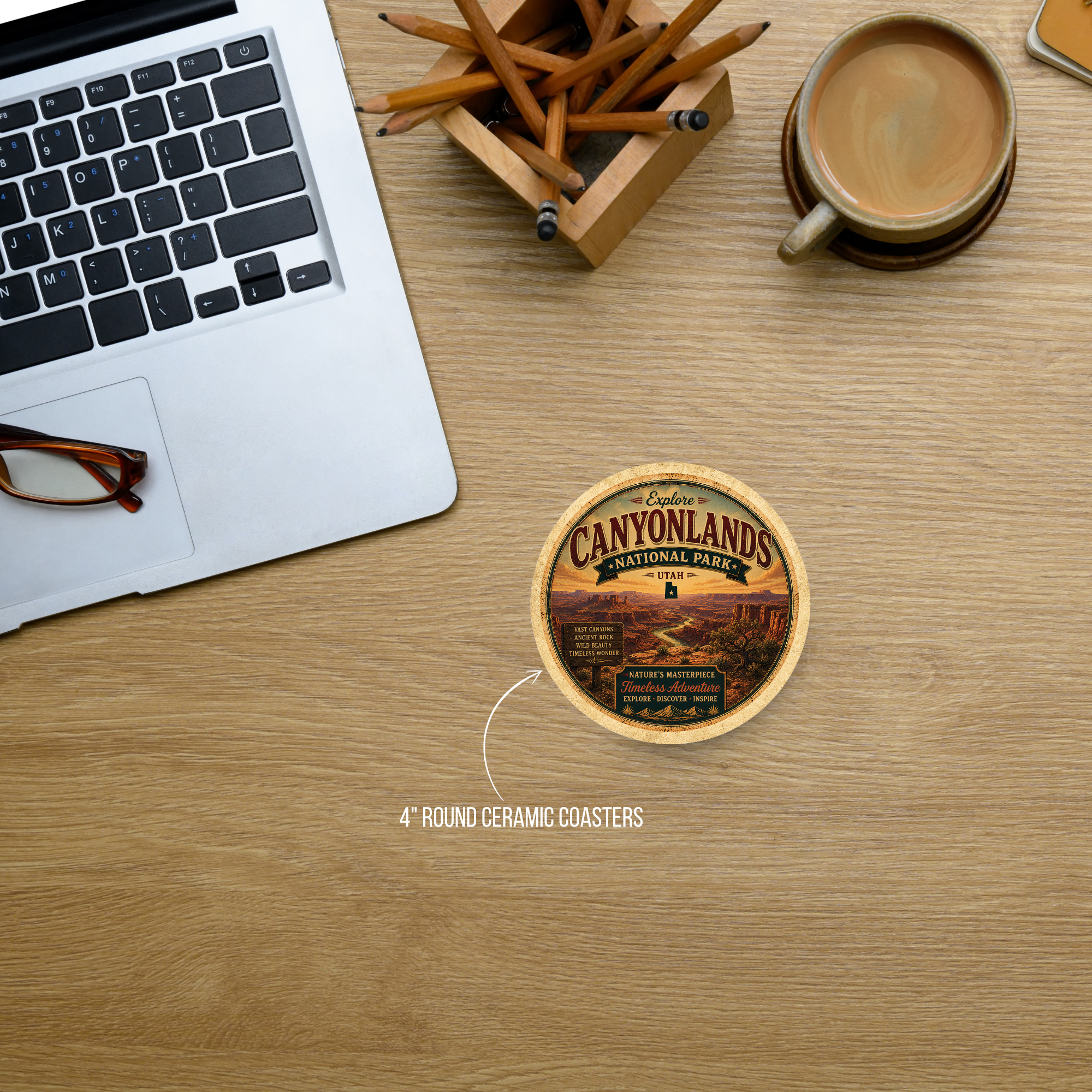 Canyonlands National Park Ceramic Coaster – 4" Round