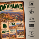 Canyonlands National Park sign features including aluminum construction and weather resistance