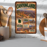 Canyonlands National Park aluminum facts sign displayed in a kitchen