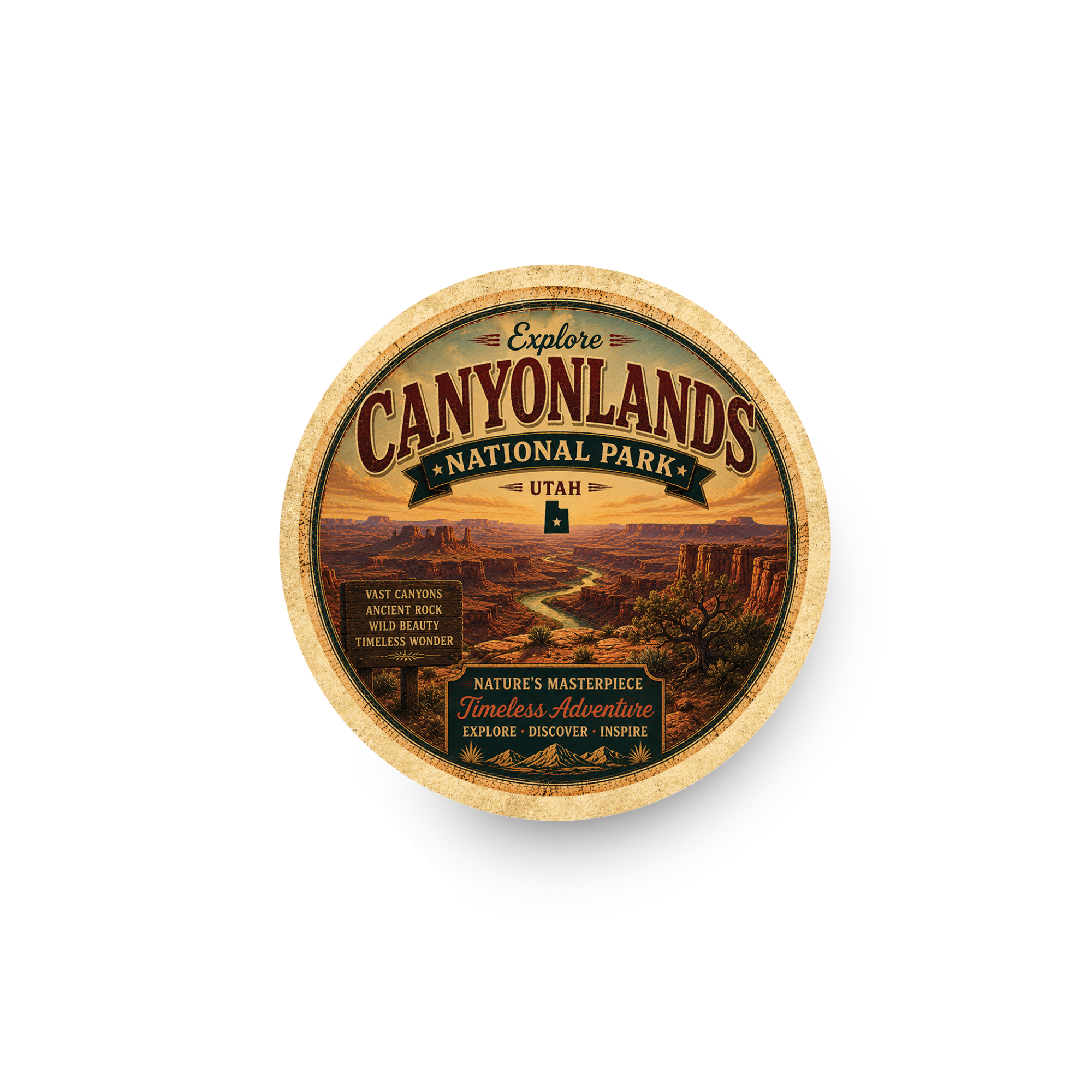 Canyonlands National Park Ceramic Coaster – 4" Round