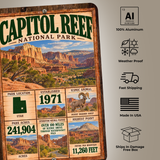 Capitol Reef National Park sign features including aluminum construction and weather resistance