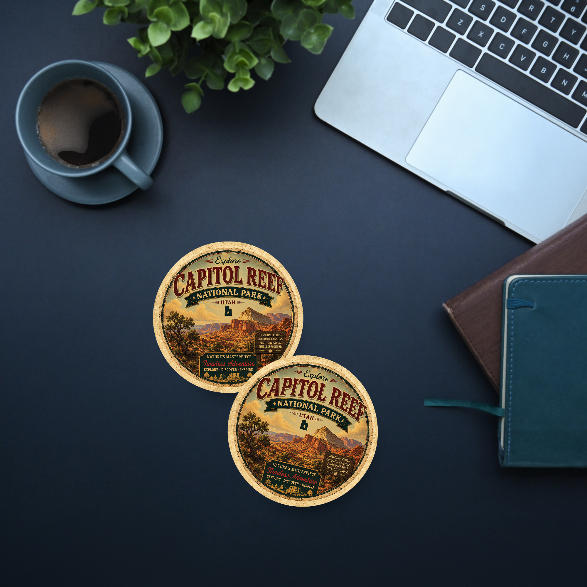 Capitol Reef National Park Ceramic Coaster – 4" Round