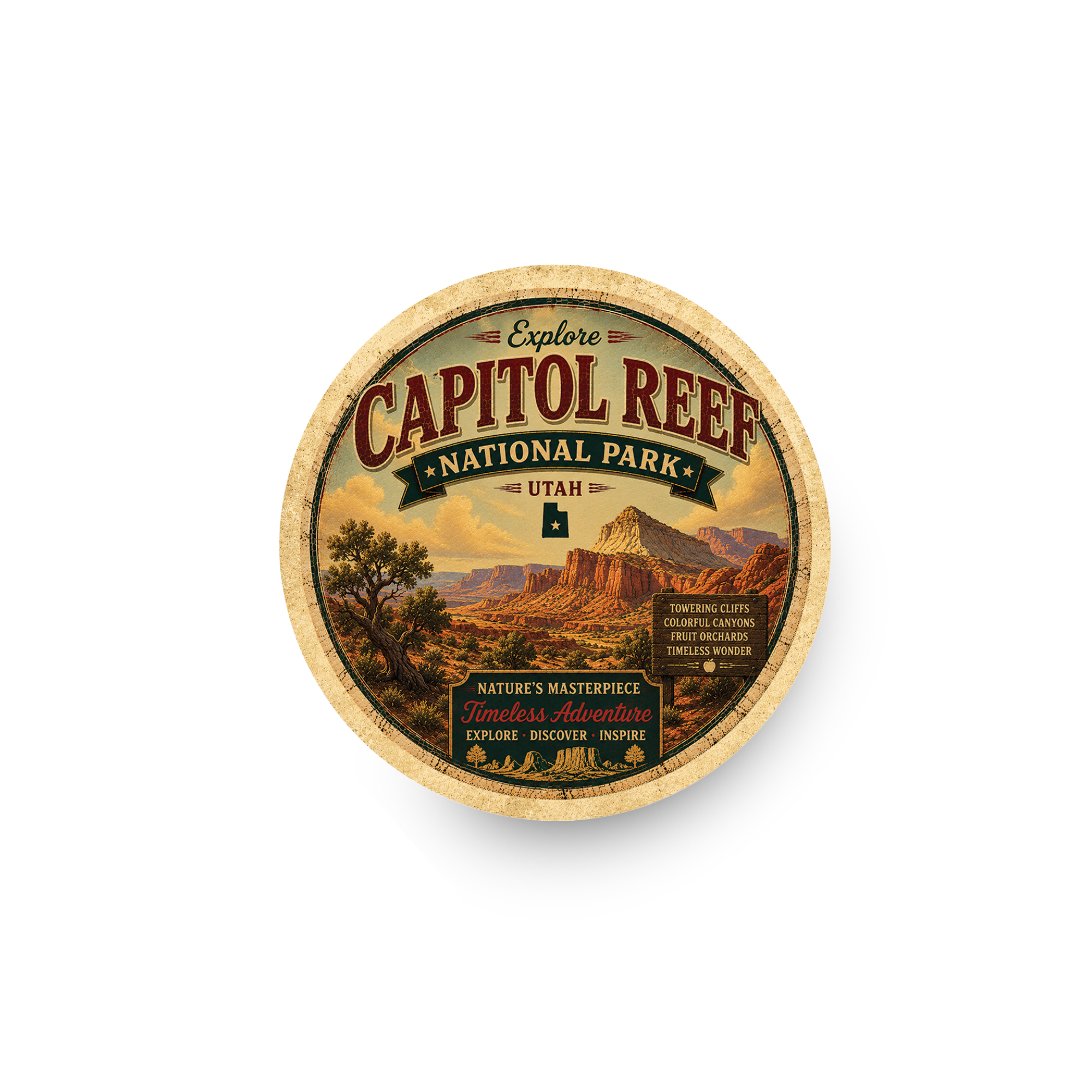 Capitol Reef National Park Ceramic Coaster – 4" Round