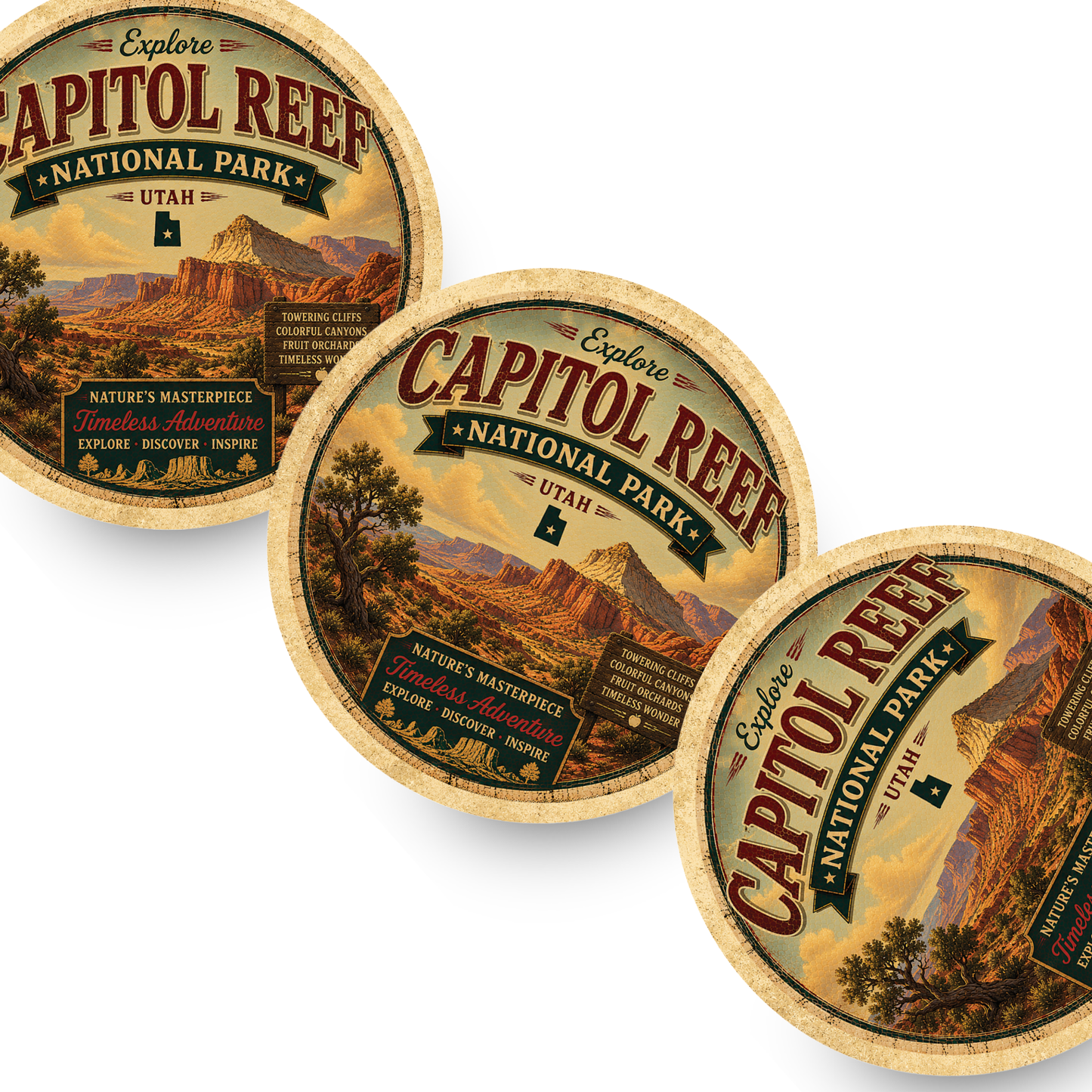 Capitol Reef National Park Ceramic Coaster – 4" Round