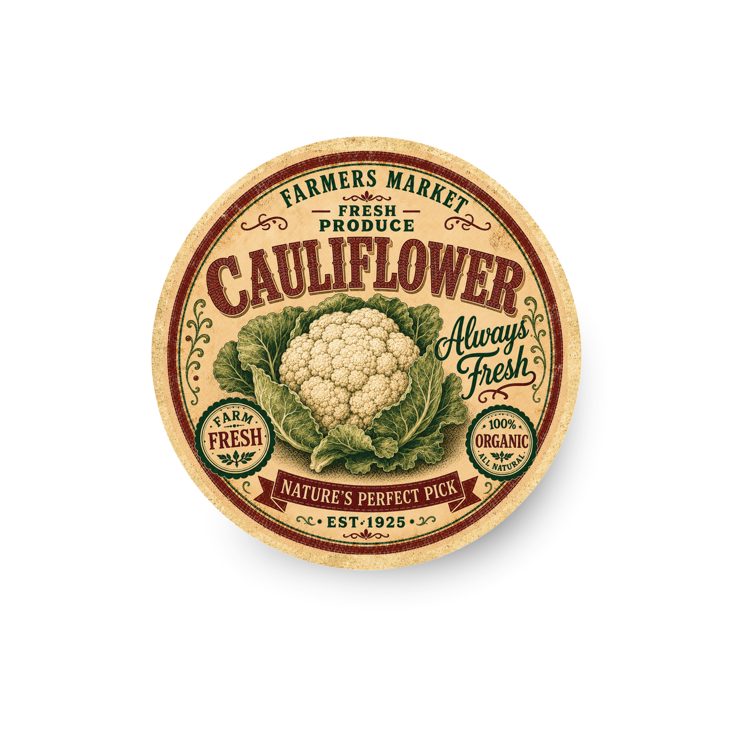 Vintage Cauliflower Refrigerator Magnet