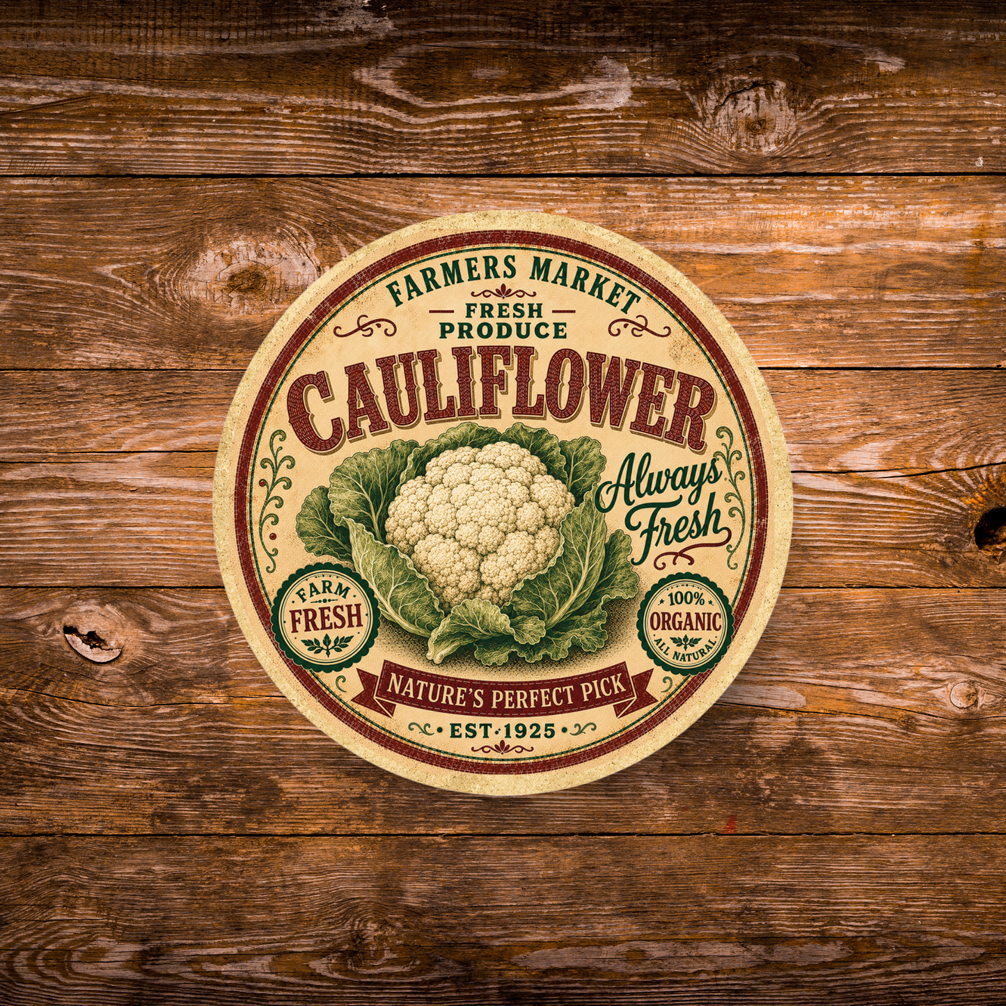 Vintage Cauliflower Refrigerator Magnet