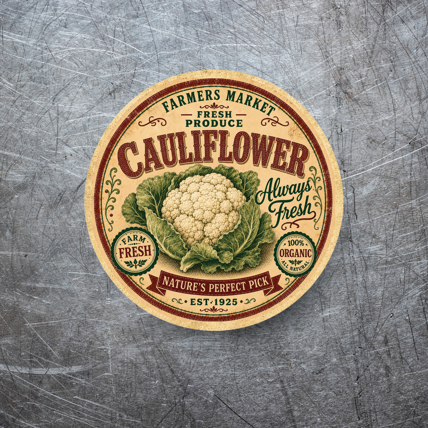 Vintage Cauliflower Refrigerator Magnet