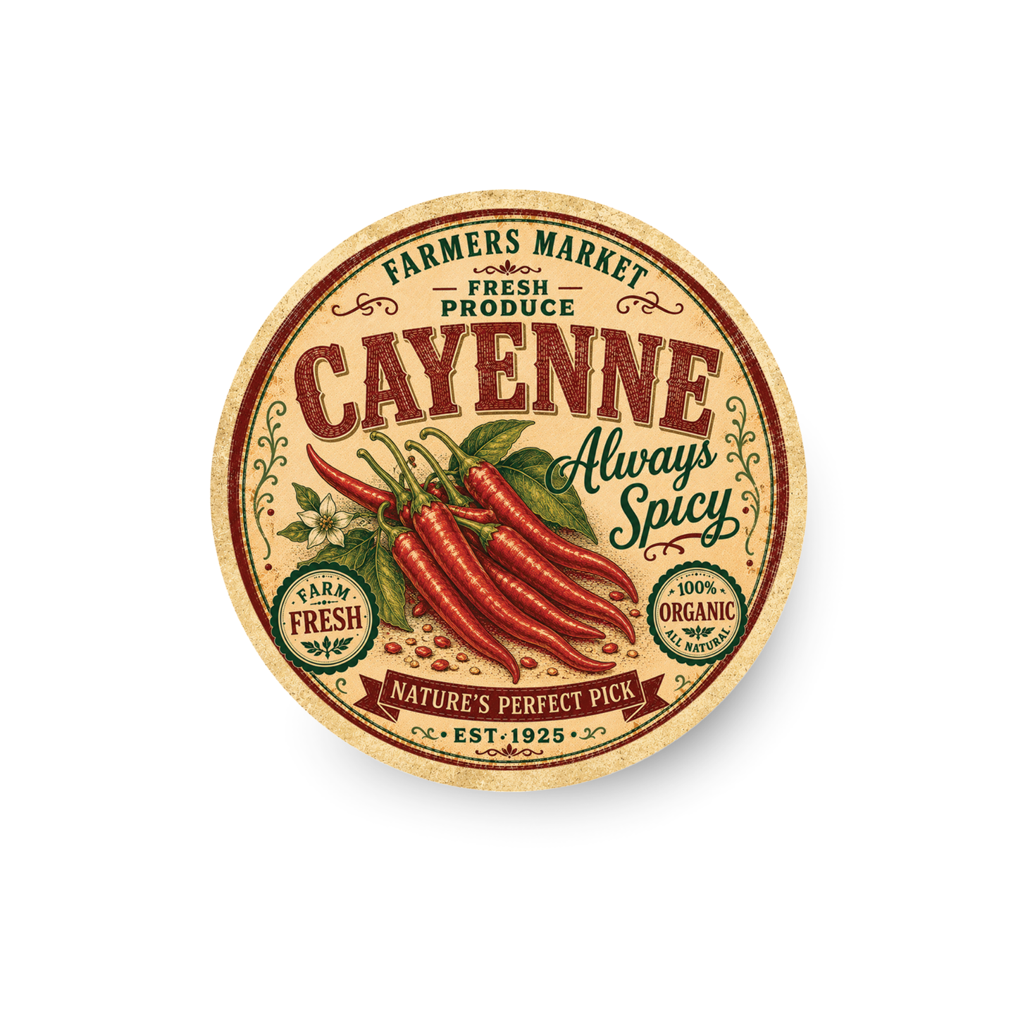 Vintage Cayenne Peppers Refrigerator Magnet
