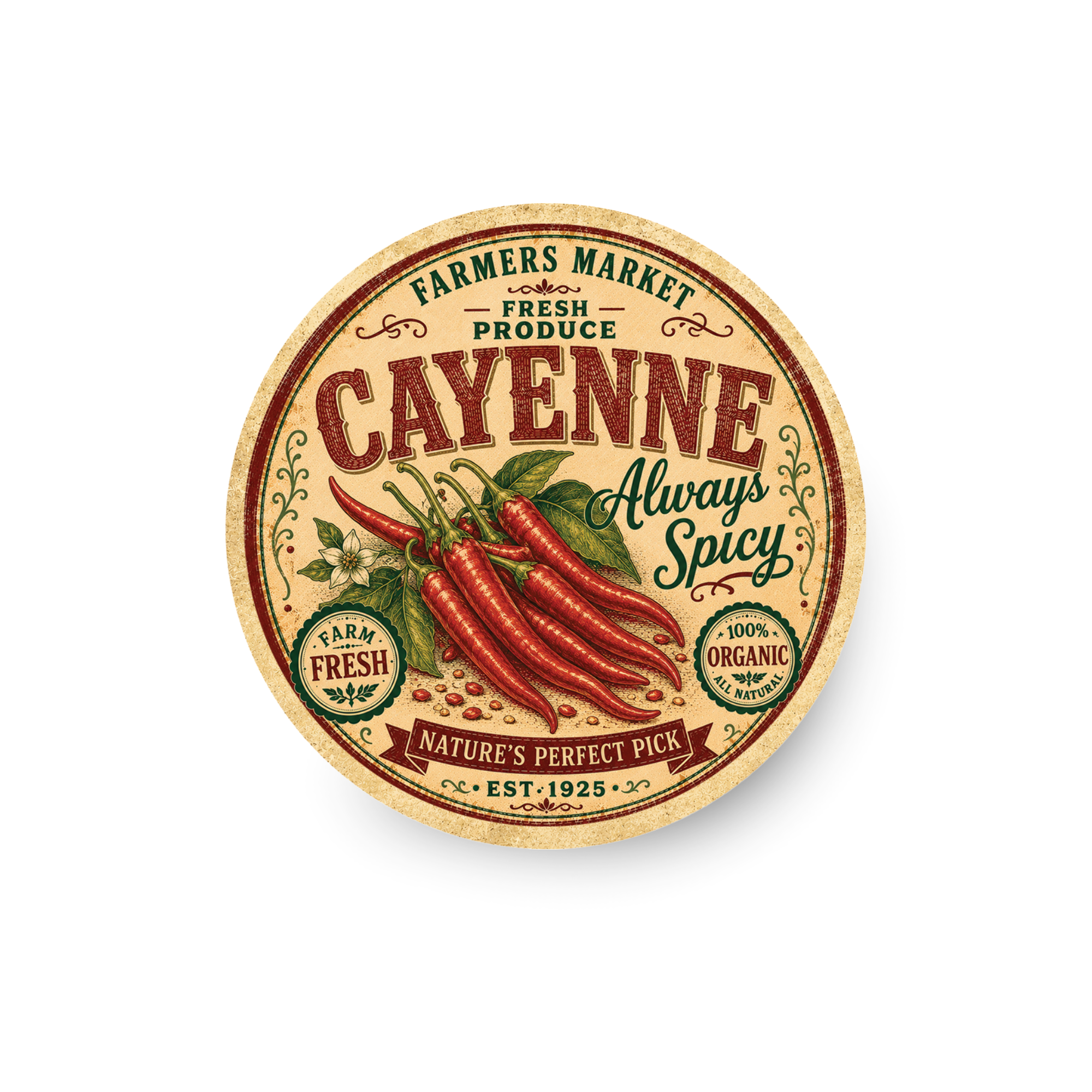Vintage Cayenne Peppers Refrigerator Magnet