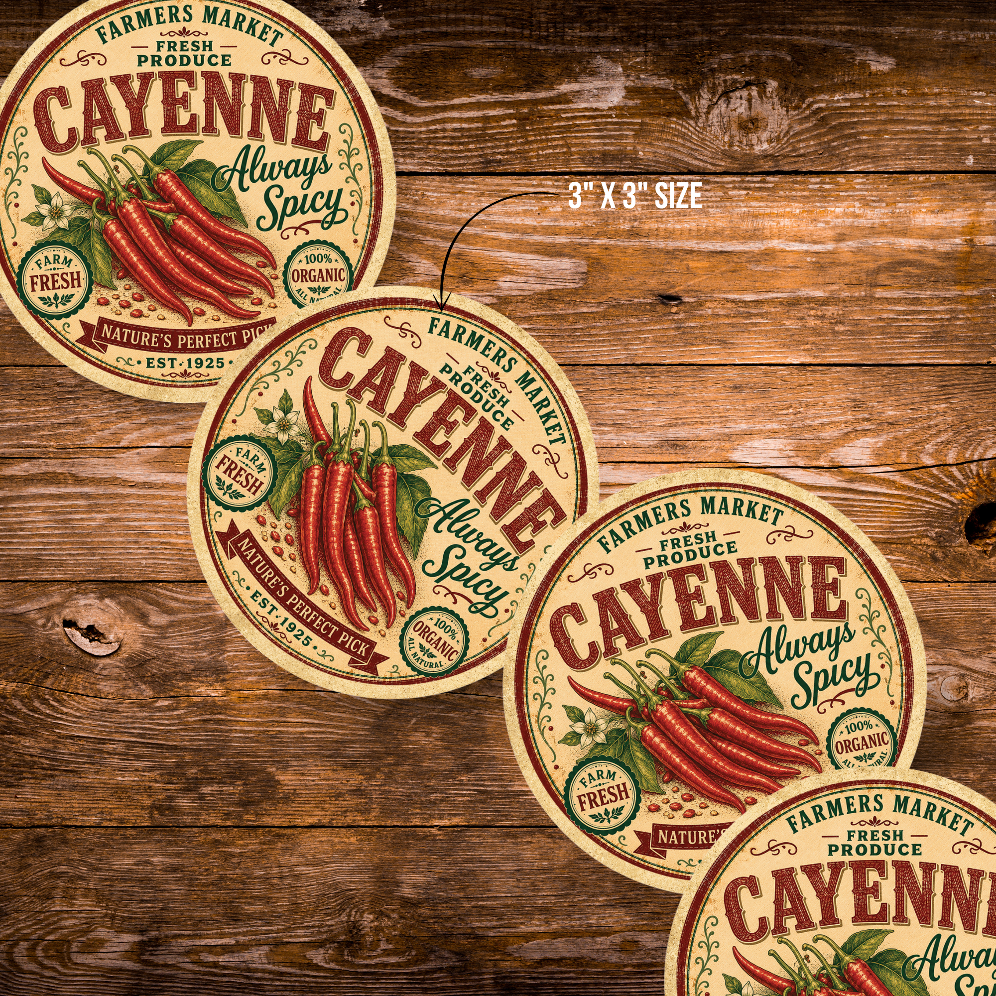 Vintage Cayenne Peppers Refrigerator Magnet
