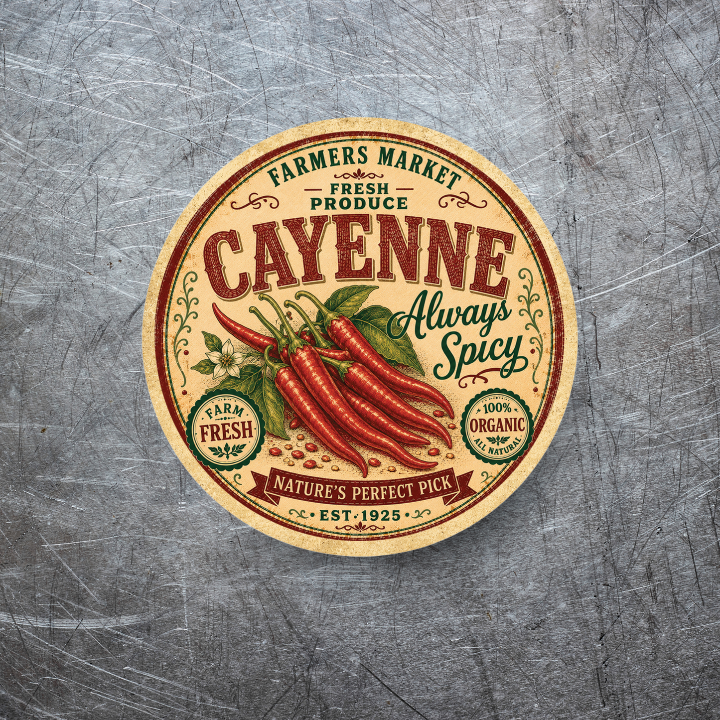 Vintage Cayenne Peppers Refrigerator Magnet