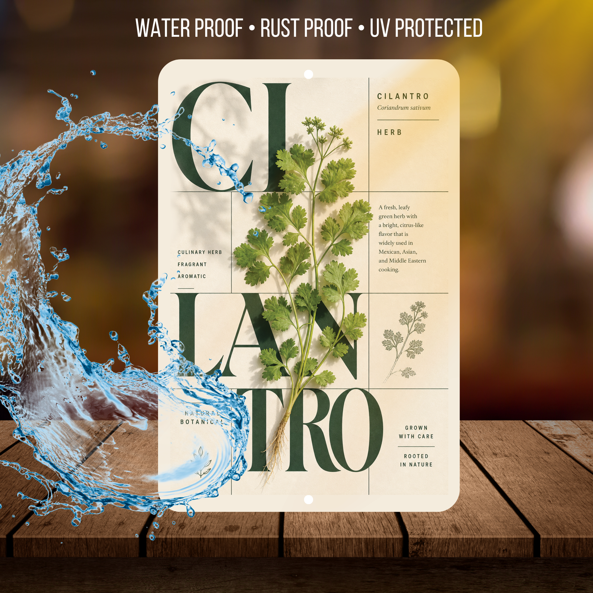 Cilantro Botanical Aluminum Sign – Herb Kitchen & Garden Décor