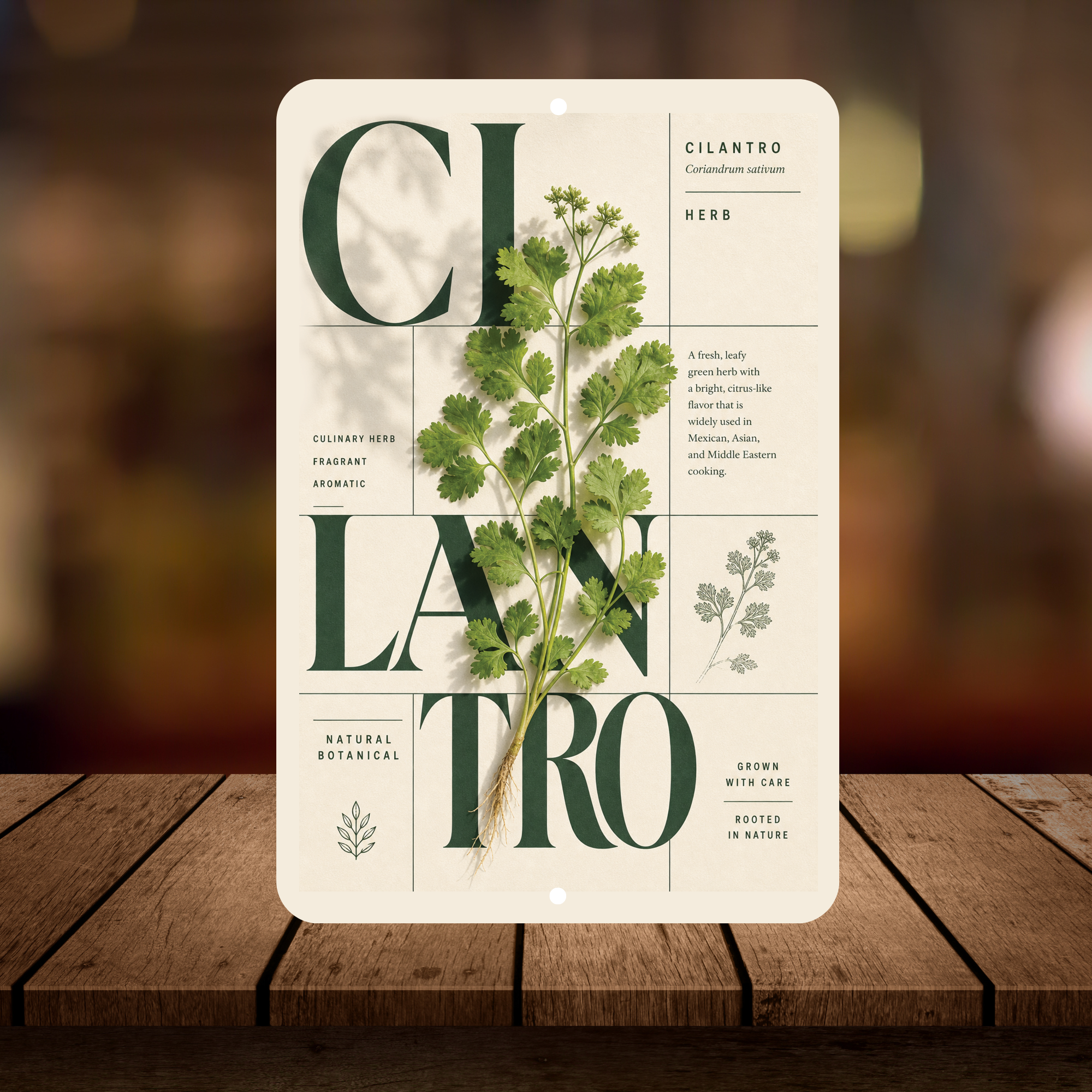 Cilantro Botanical Aluminum Sign – Herb Kitchen & Garden Décor