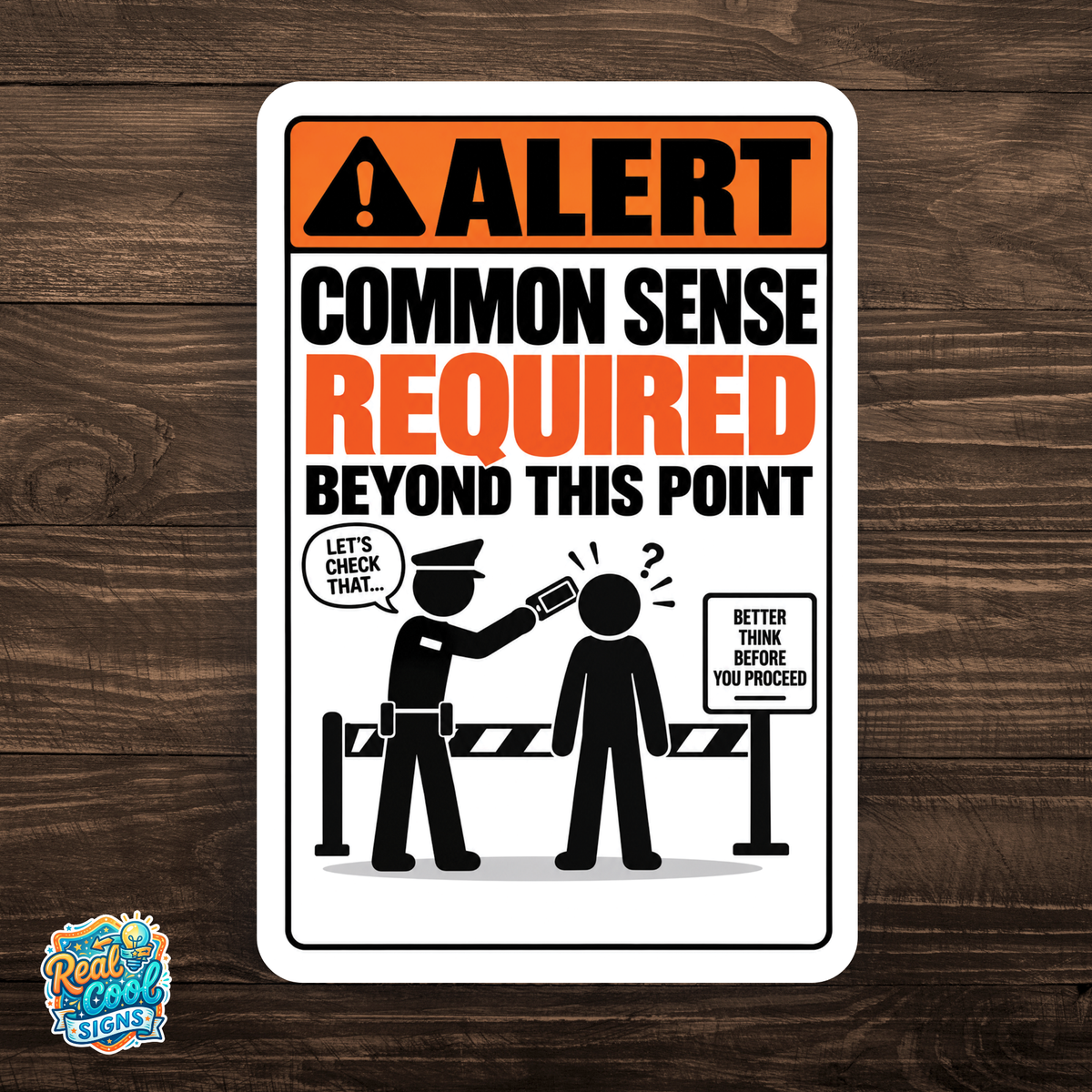 Common Sense Required Beyond This Point Sign – Funny Warning Aluminum Sign