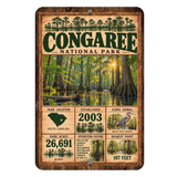 Congaree National Park facts aluminum sign with vintage South Carolina forest artwork