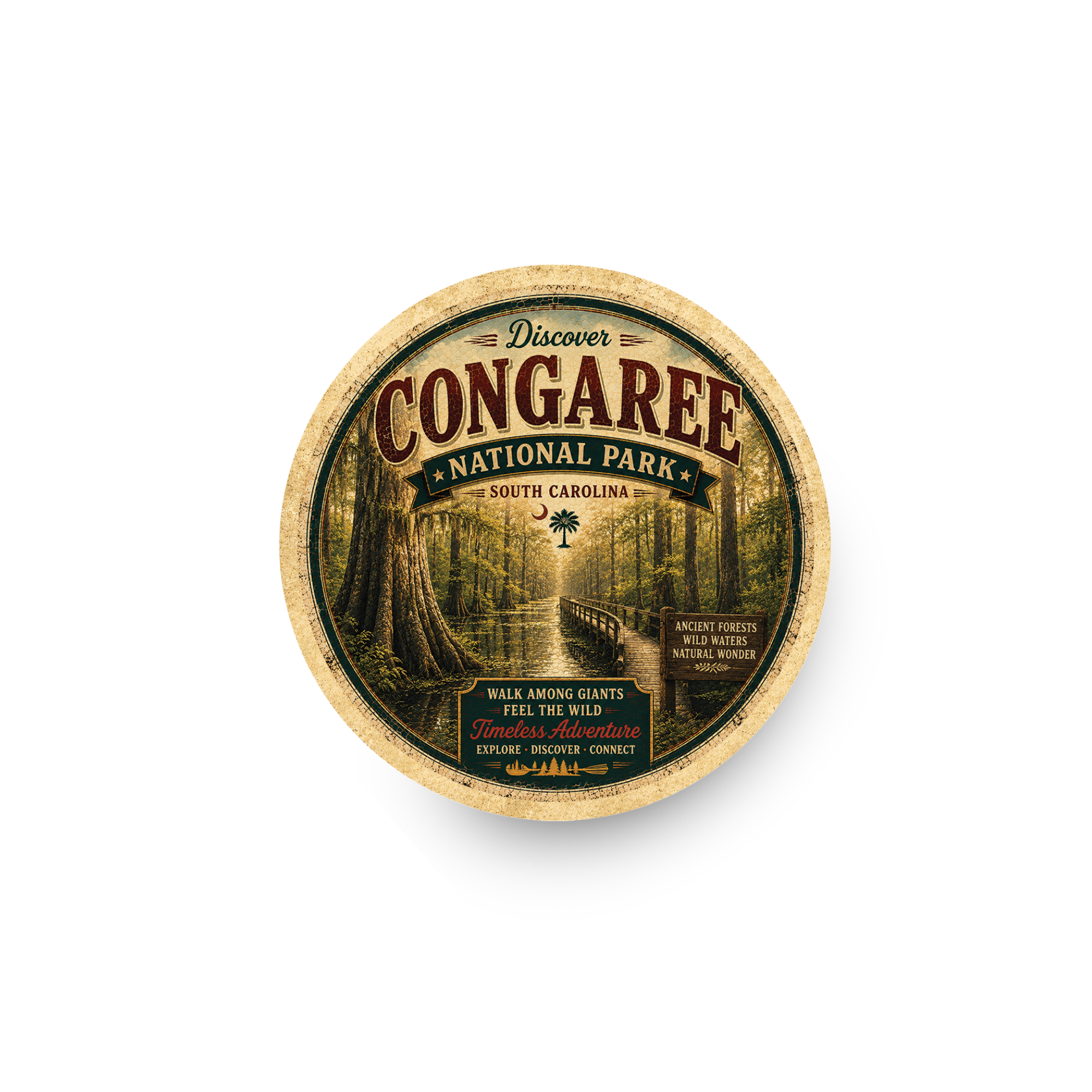 Congaree National Park Ceramic Coaster – 4" Round