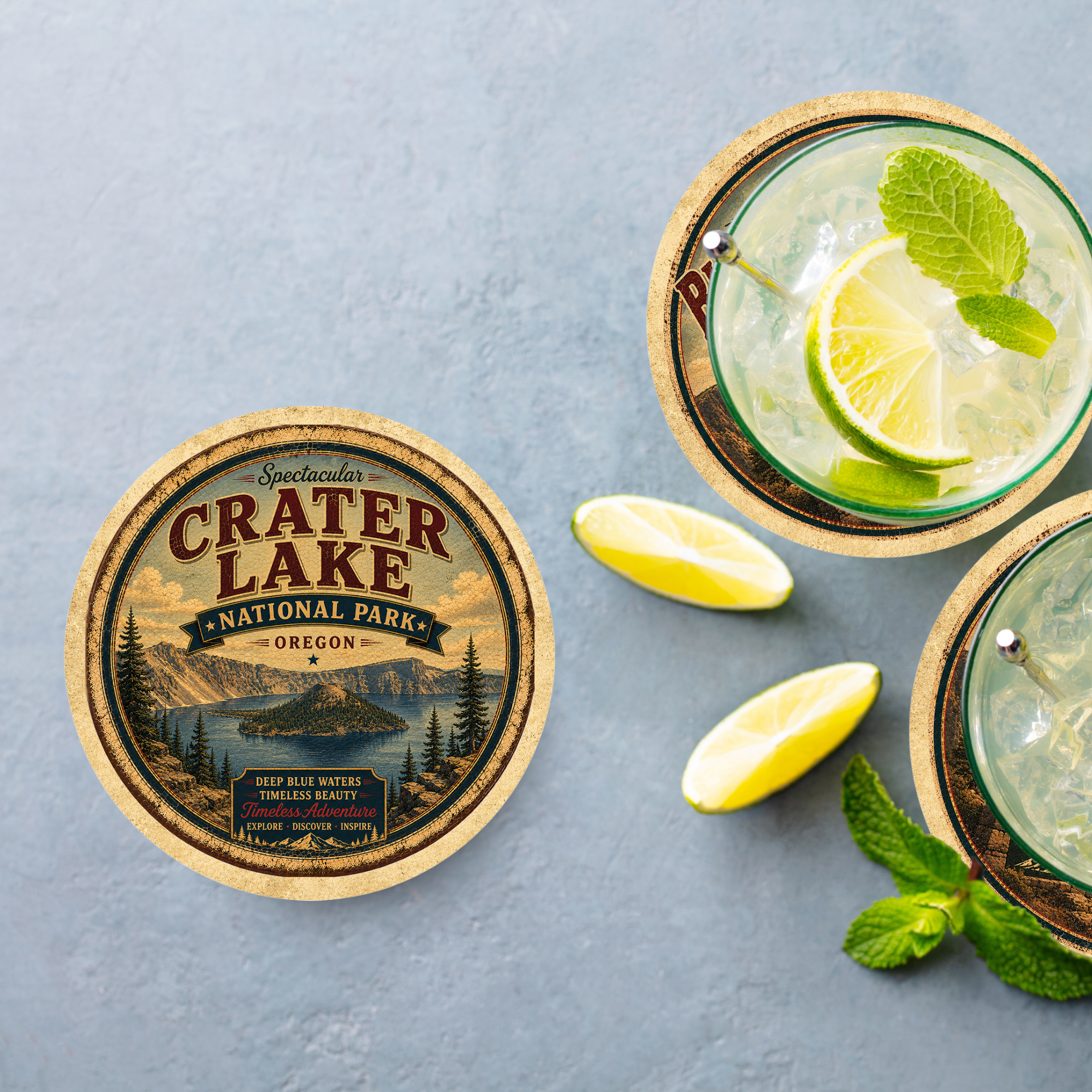 Crater Lake National Park Ceramic Coaster – 4" Round