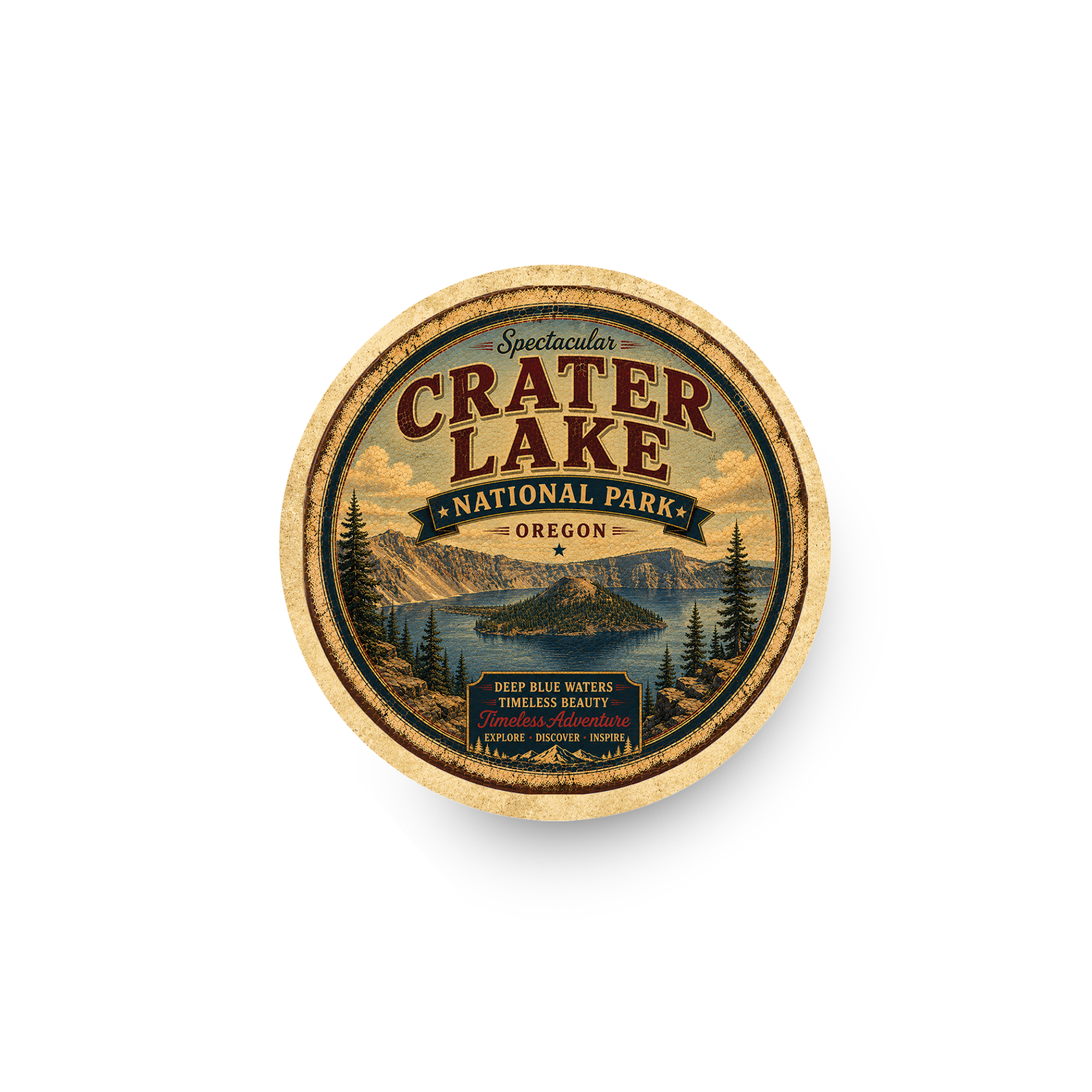 Crater Lake National Park Ceramic Coaster – 4" Round