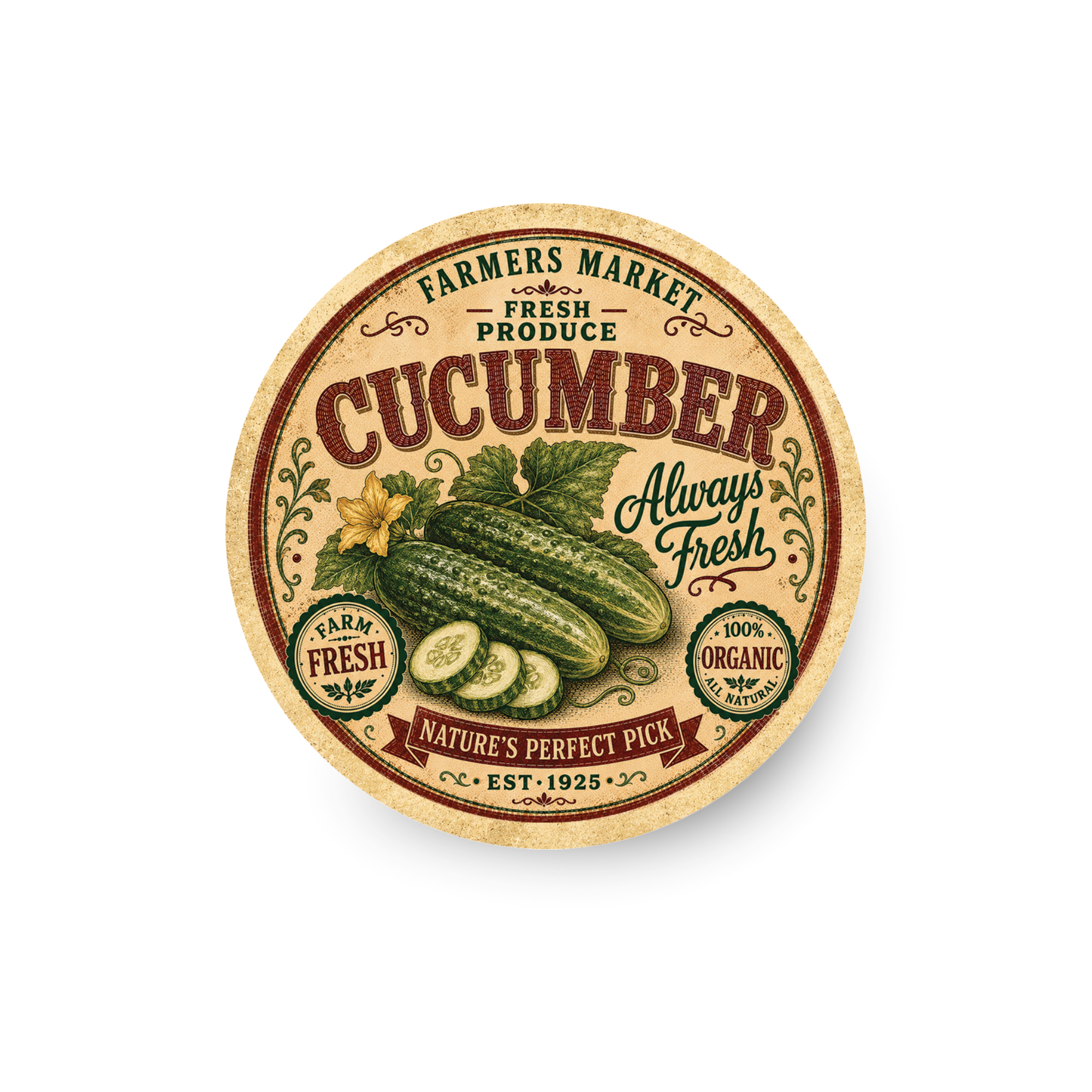 Vintage Cucumber Refrigerator Magnet