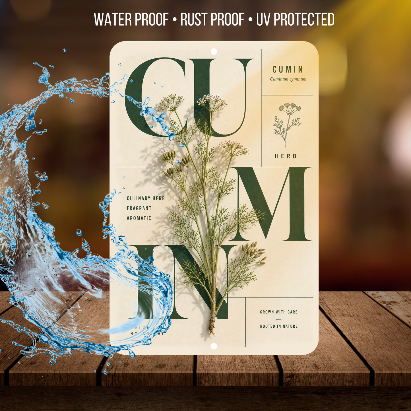 Cumin Botanical Aluminum Sign – Herb Kitchen & Garden Décor