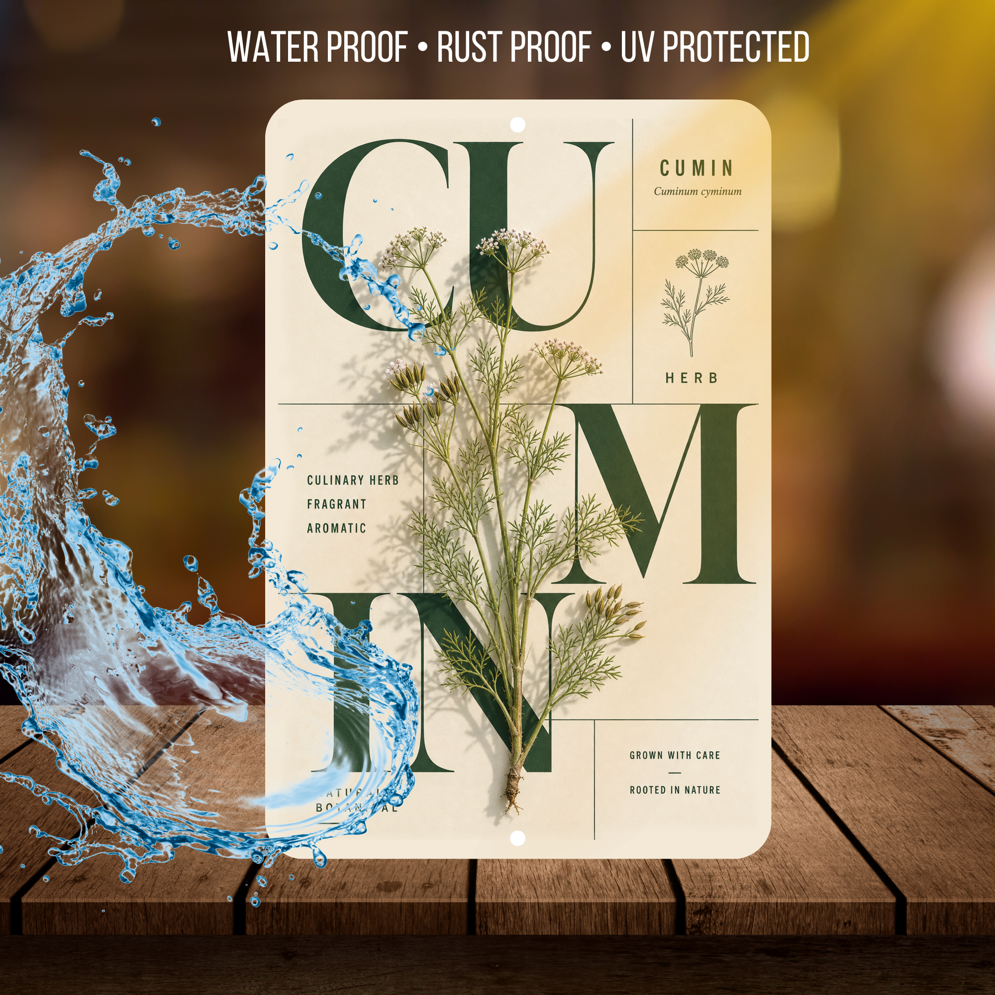 Cumin Botanical Aluminum Sign – Herb Kitchen & Garden Décor
