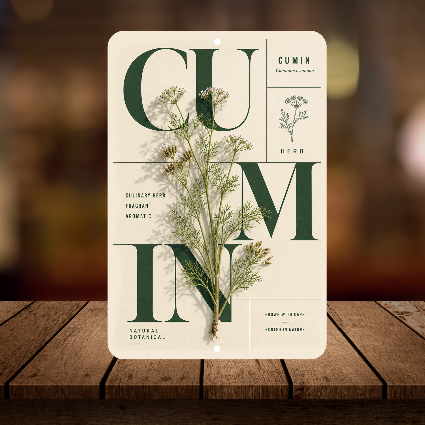 Cumin Botanical Aluminum Sign – Herb Kitchen & Garden Décor