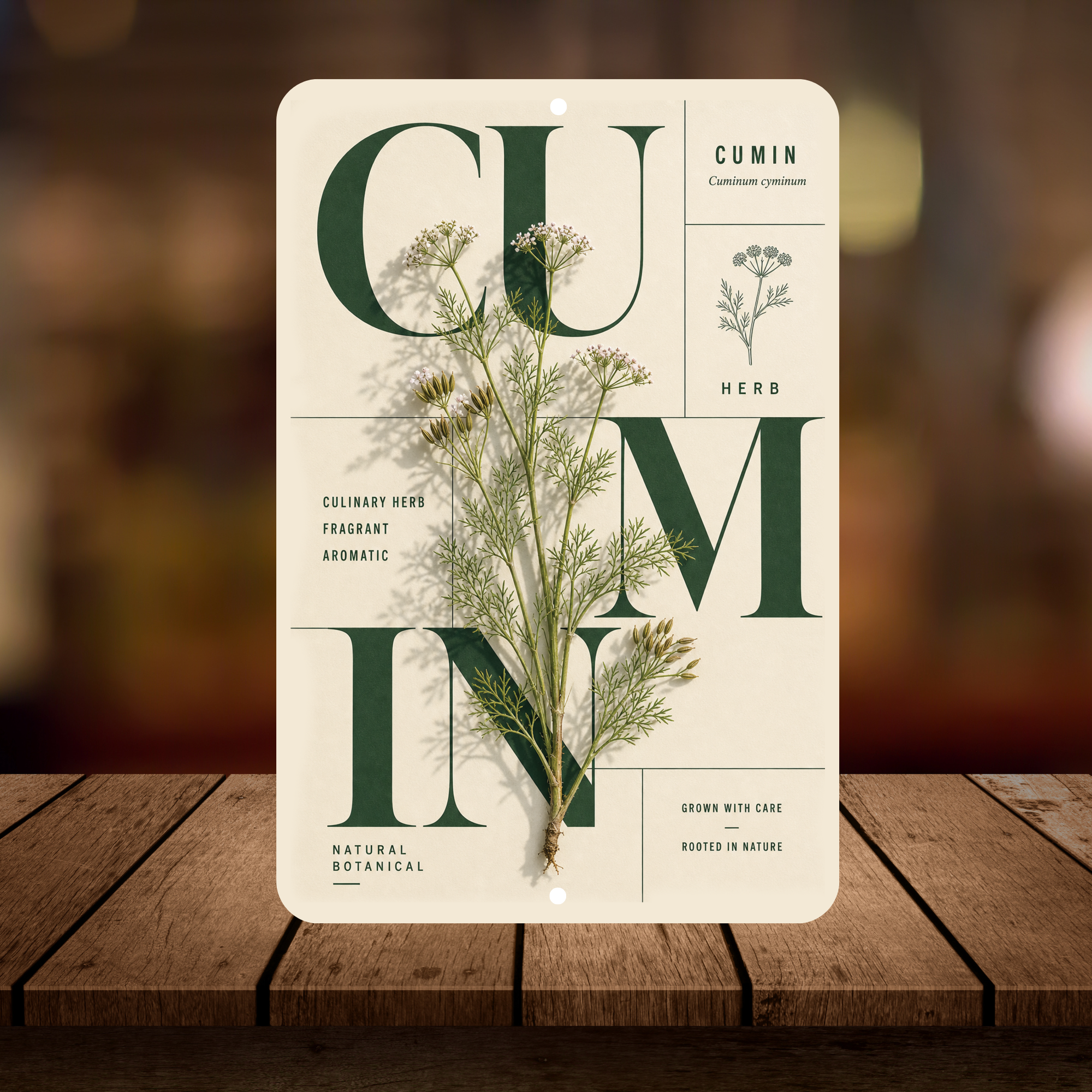 Cumin Botanical Aluminum Sign – Herb Kitchen & Garden Décor