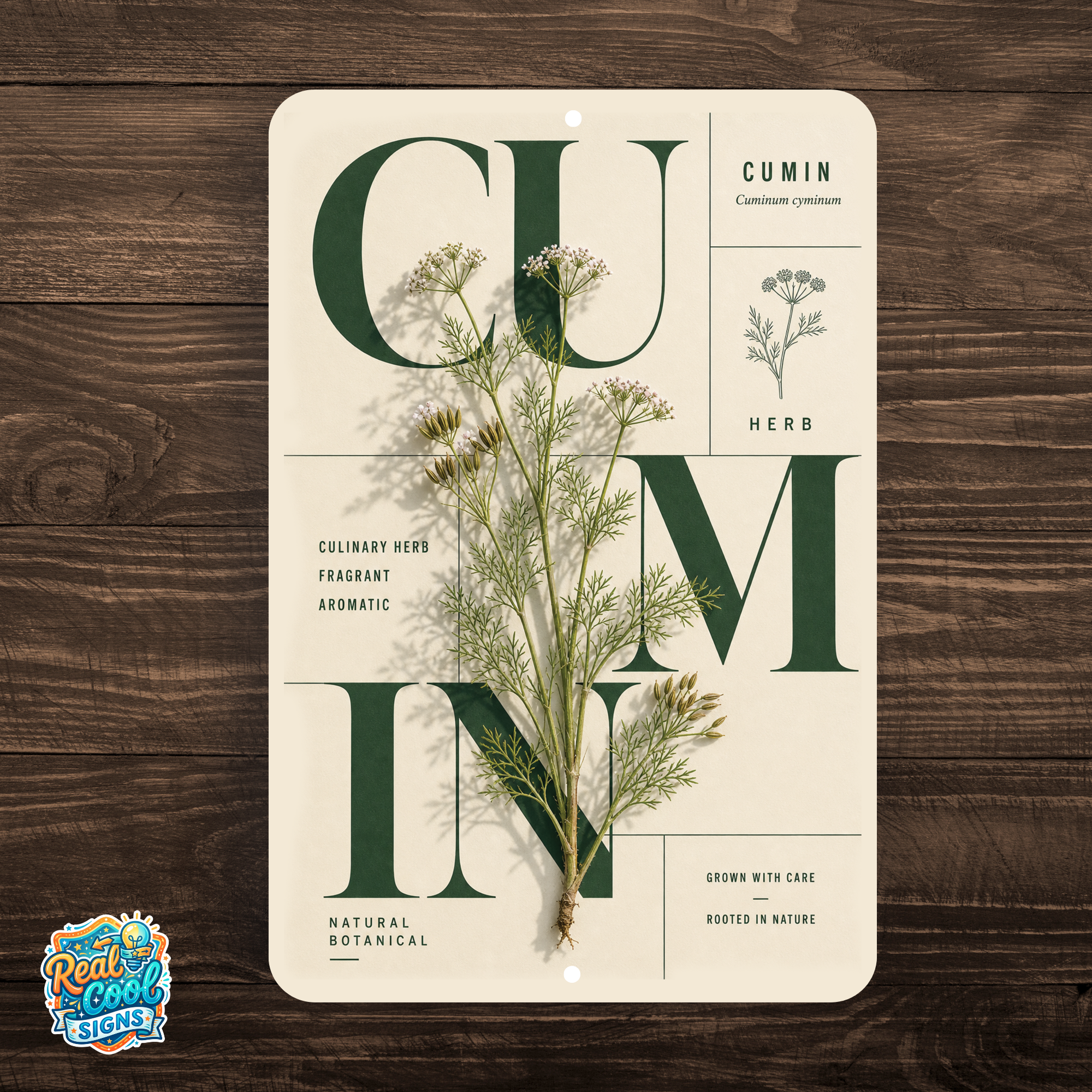 Cumin Botanical Aluminum Sign – Herb Kitchen & Garden Décor