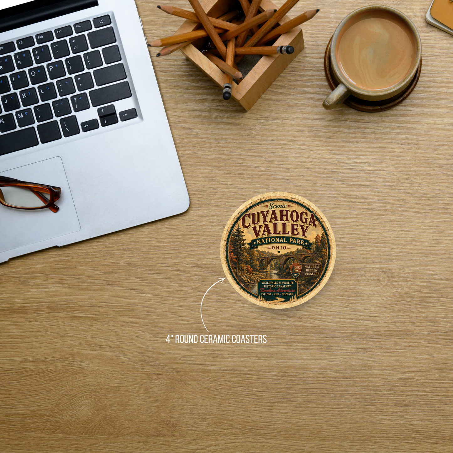 Cuyahoga Valley National Park Ceramic Coaster – 4" Round