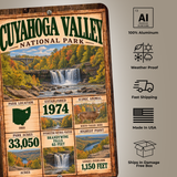 Cuyahoga Valley National Park sign features including aluminum construction and weather resistance