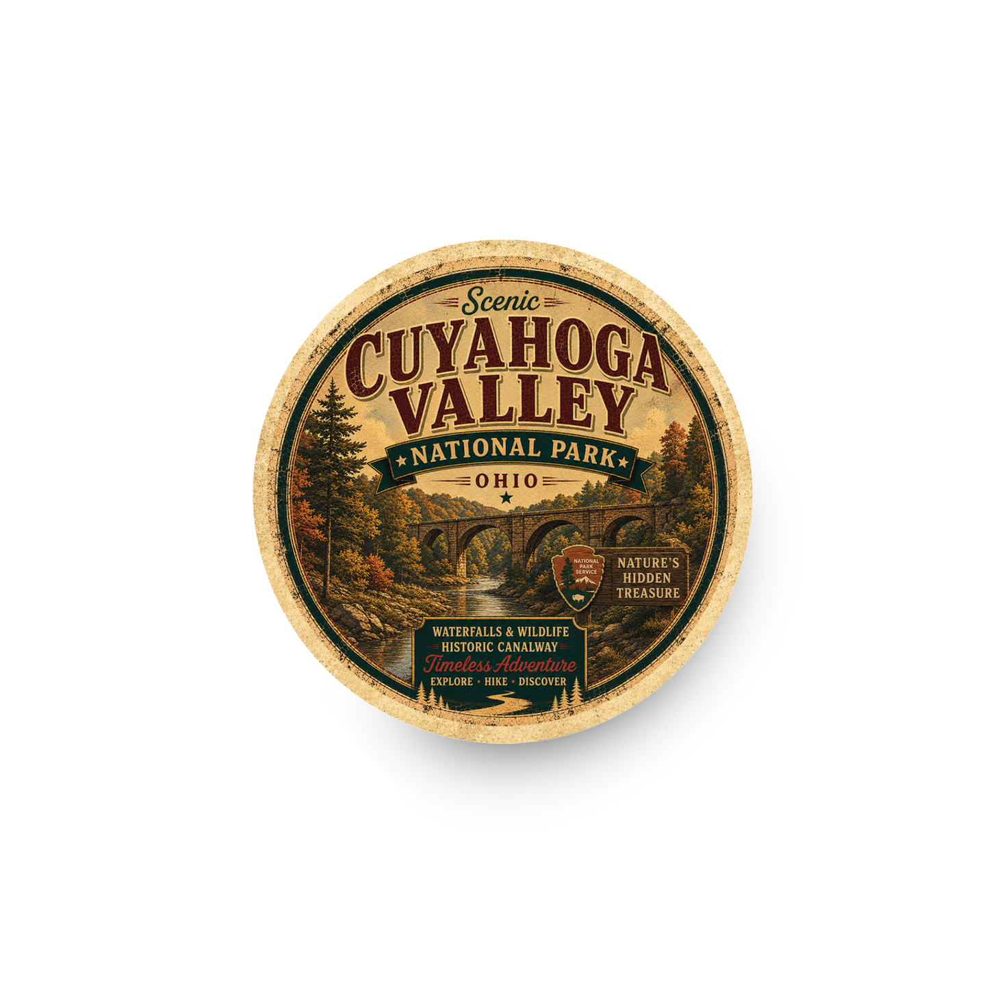 Cuyahoga Valley National Park Ceramic Coaster – 4" Round