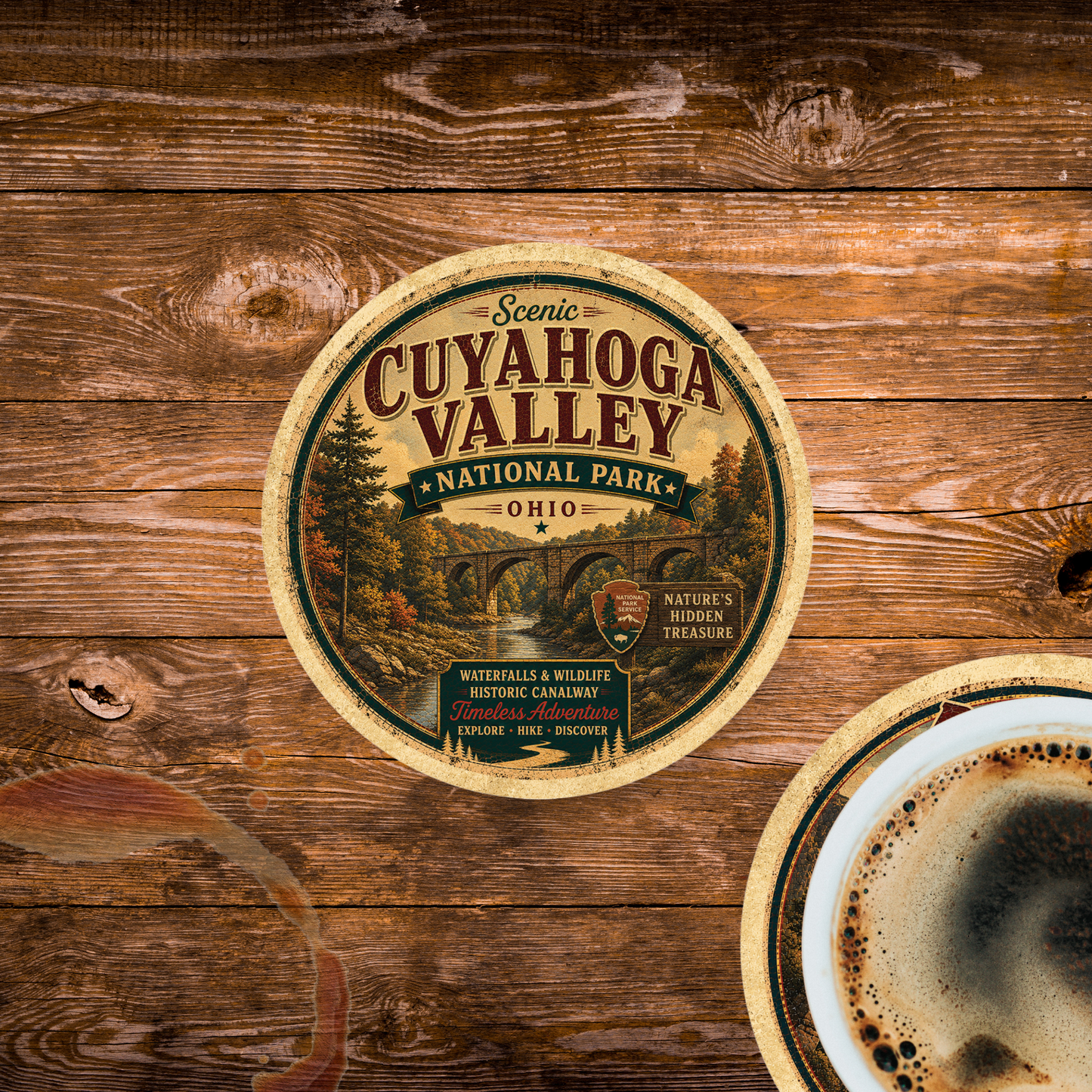 Cuyahoga Valley National Park Ceramic Coaster – 4" Round
