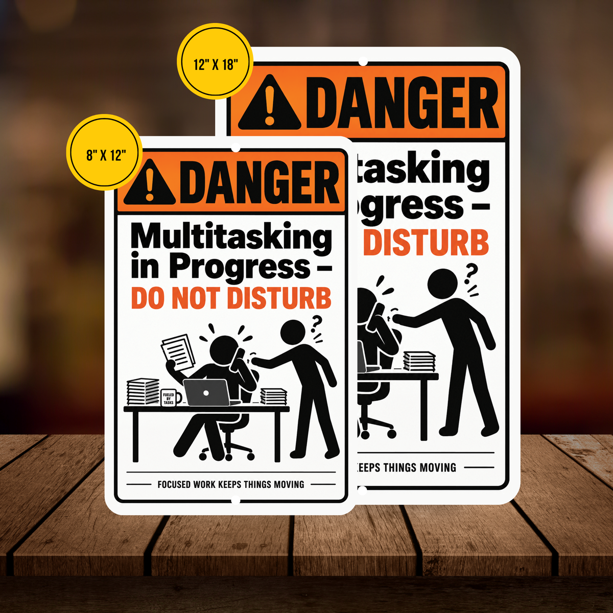 Danger Multitasking in Progress Sign – Funny Office & Workplace Aluminum Sign