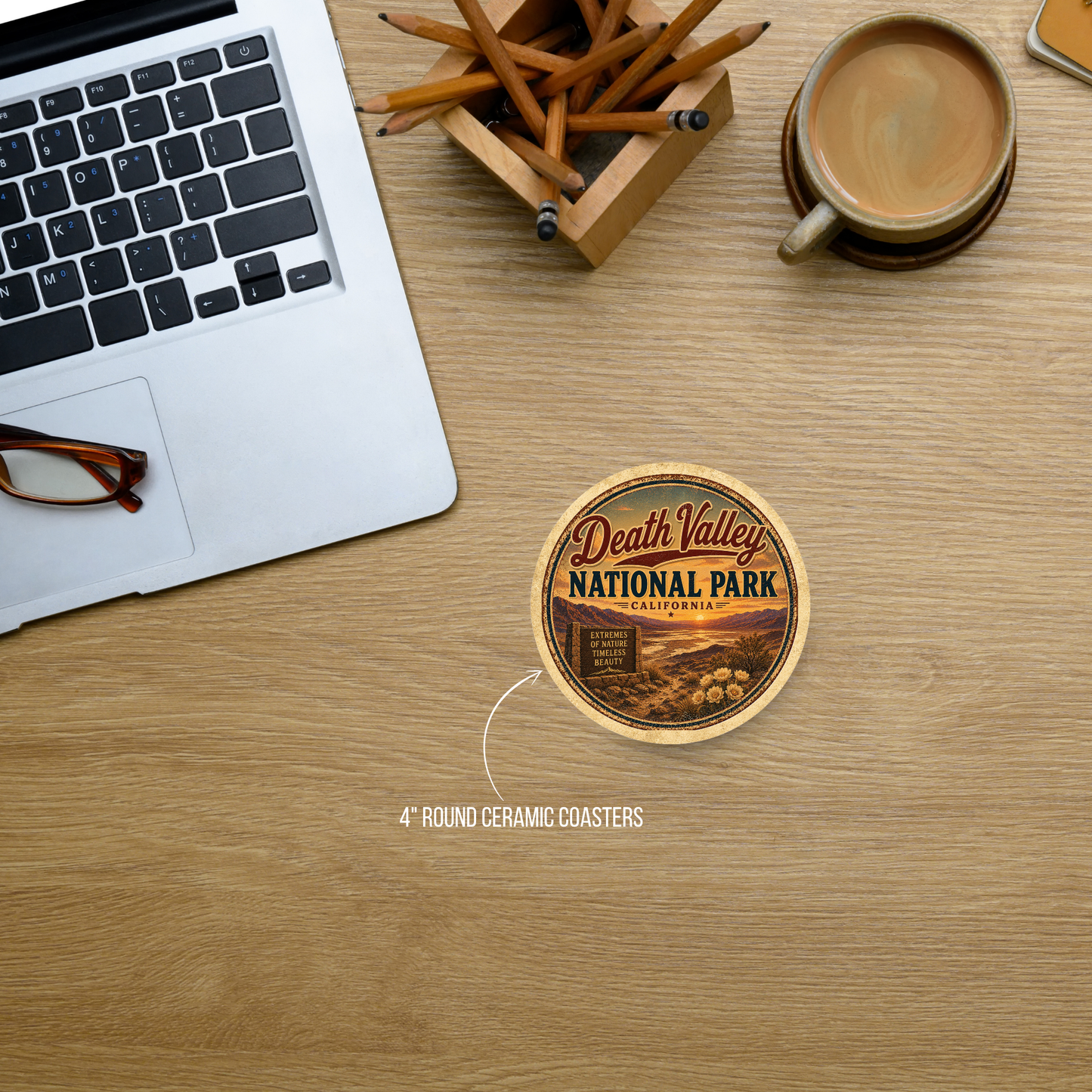 Death Valley National Park Ceramic Coaster – 4" Round