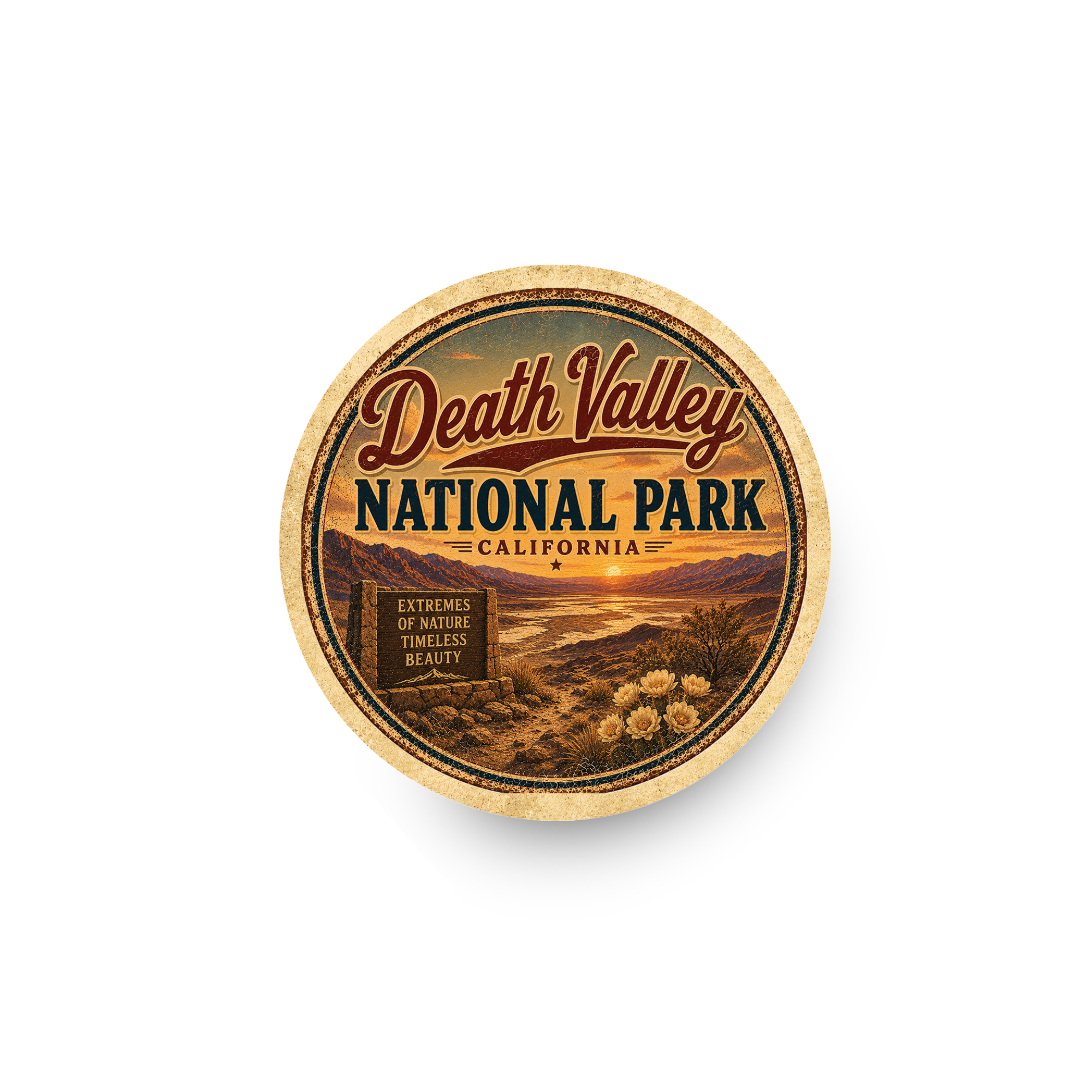 Death Valley National Park Ceramic Coaster – 4" Round