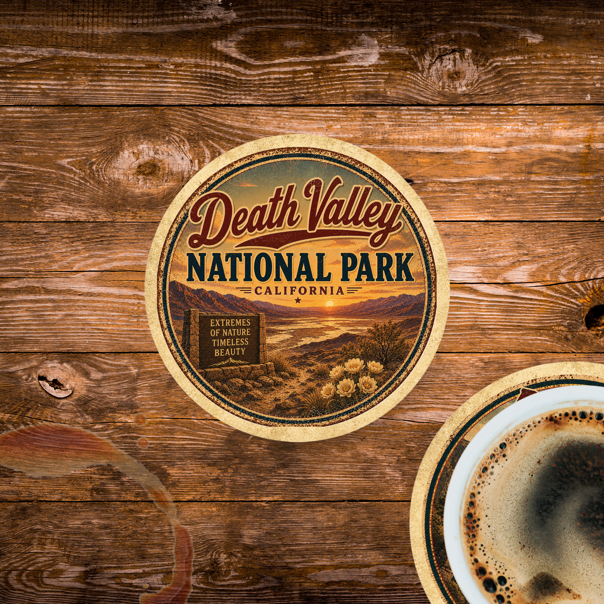 Death Valley National Park Ceramic Coaster – 4" Round