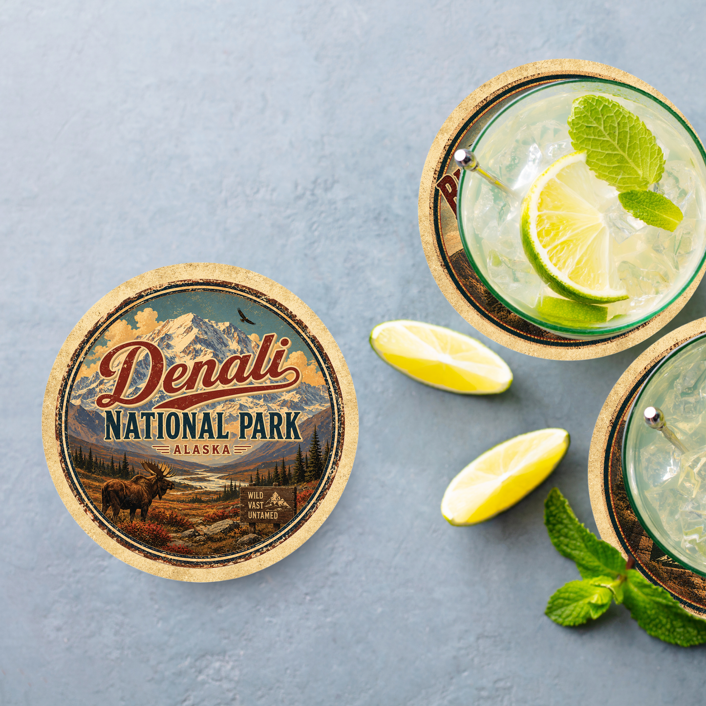Denali National Park Ceramic Coaster – 4" Round