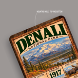 Denali National Park aluminum sign showing rounded corners and mounting holes