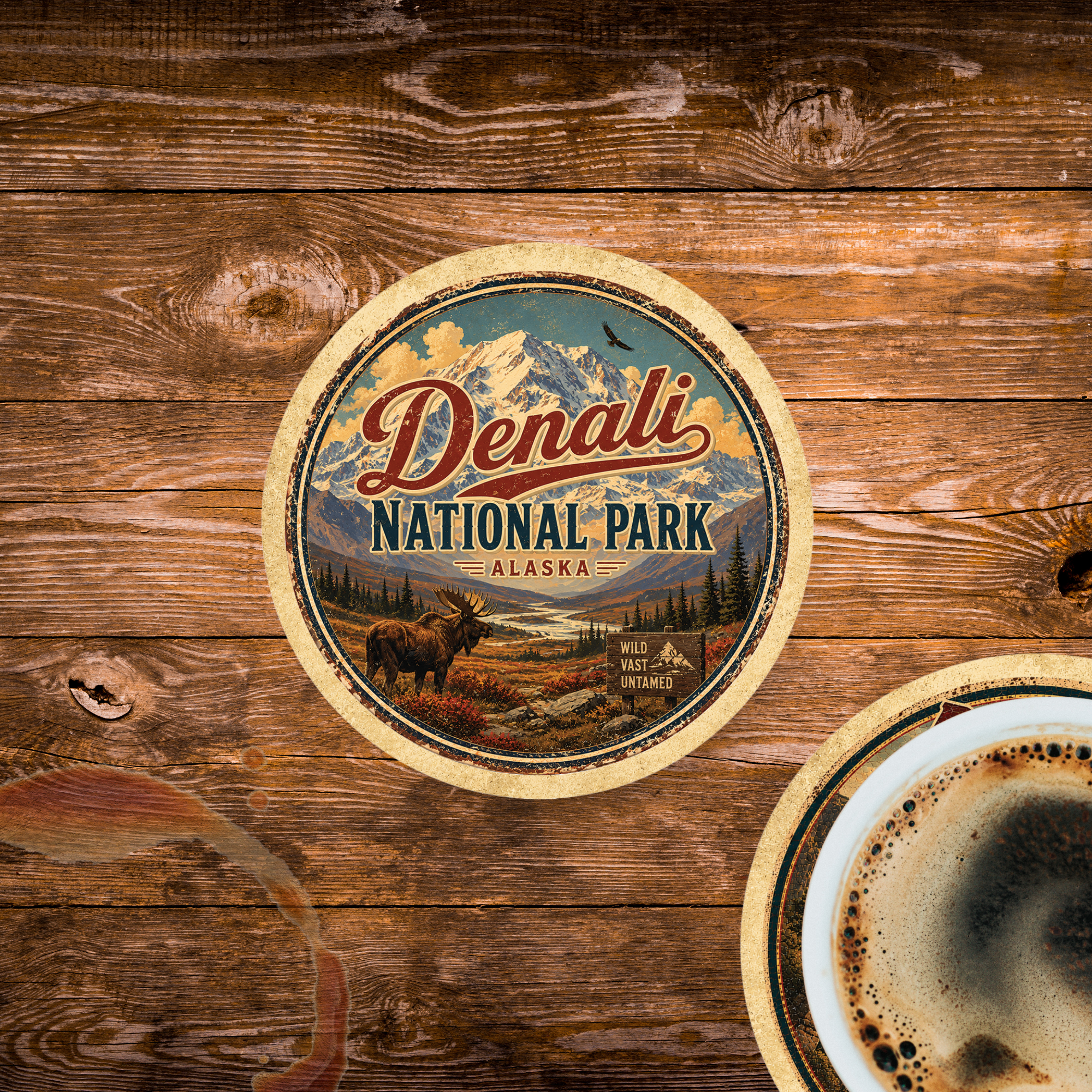 Denali National Park Ceramic Coaster – 4" Round