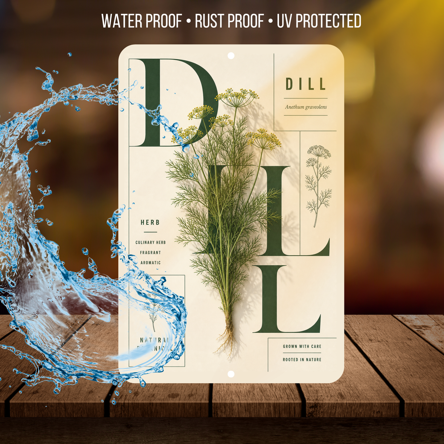Dill Botanical Aluminum Sign – Herb Kitchen & Garden Décor