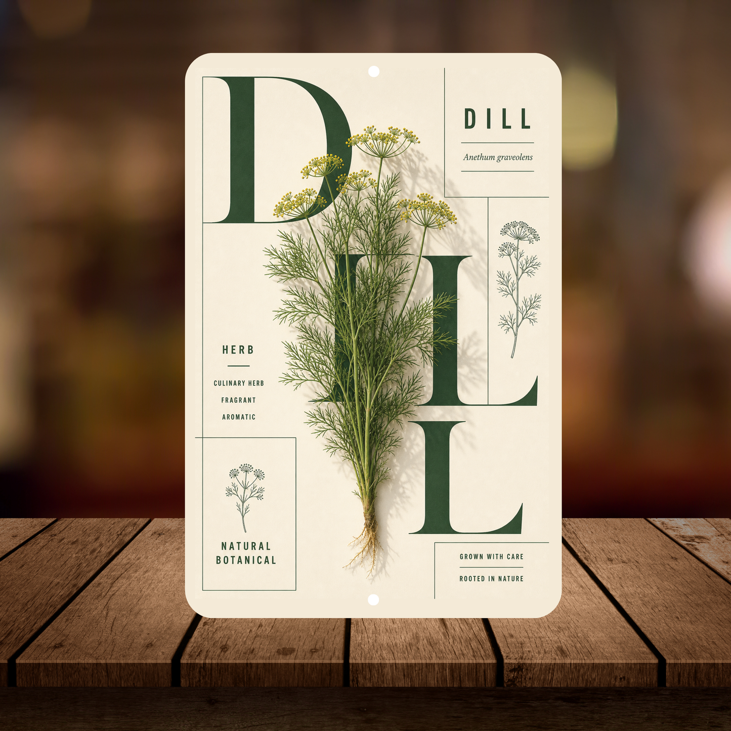 Dill Botanical Aluminum Sign – Herb Kitchen & Garden Décor