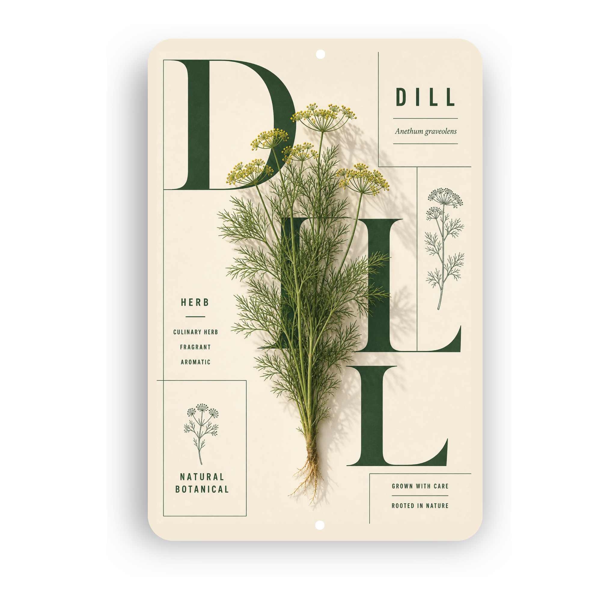 Dill Botanical Aluminum Sign – Herb Kitchen & Garden Décor