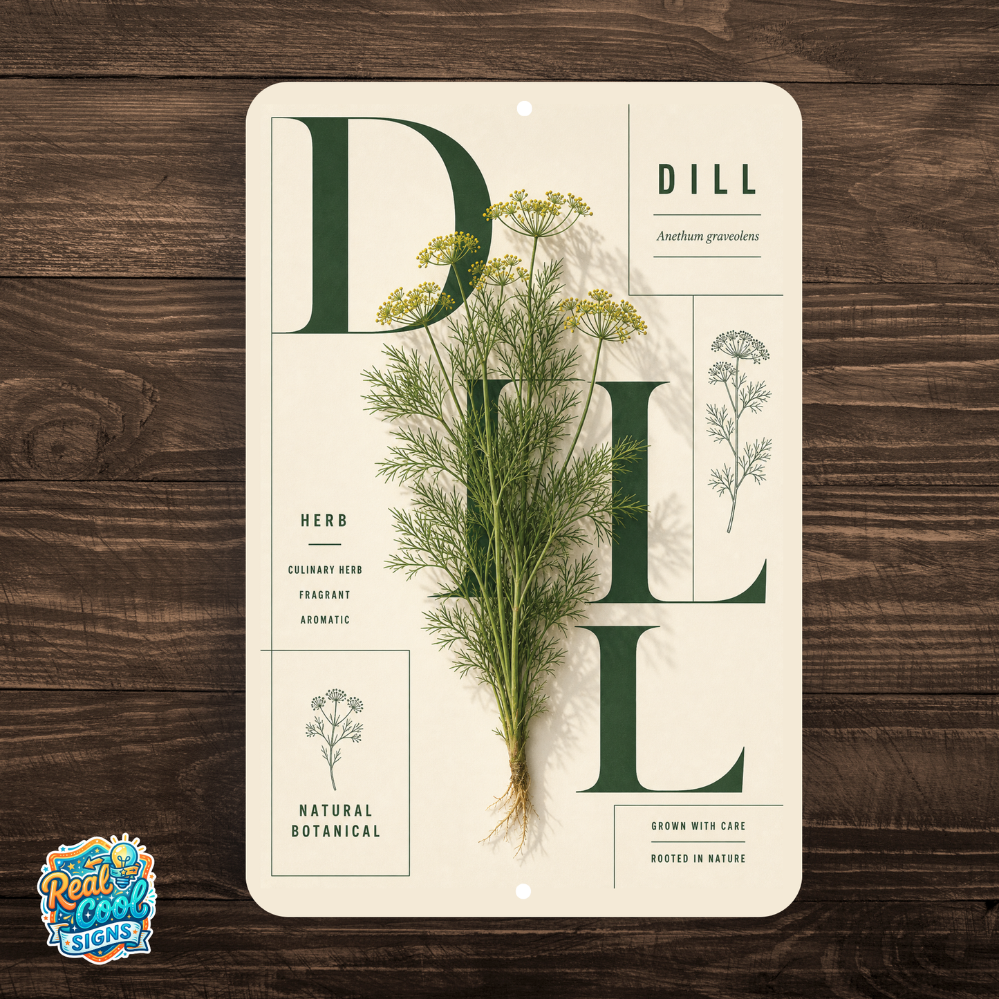 Dill Botanical Aluminum Sign – Herb Kitchen & Garden Décor