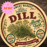 Vintage Dill Farmers Market Round Aluminum Sign – 12 Inch