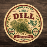 Vintage Dill Farmers Market Round Aluminum Sign – 12 Inch